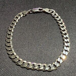 Men's Italian Sterling Silver Curb Chain Bracelet 7.75"  (2)